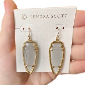 Kendra Scott Gold and Grey Slate Cat’s Eye Sky Arrowhead Earrings